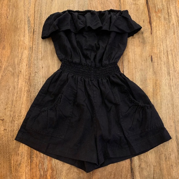Black Strapless Romper w/Pockets - S - Picture 1 of 4